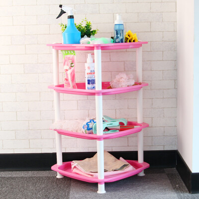 

Camellia storage rack bathroom bathroom rack flat bottom four-layer triangle shelf kitchen debris finishing shelf 1802-A pink