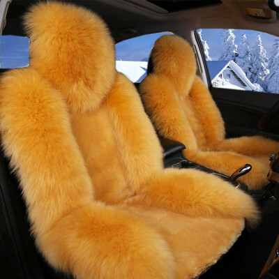 

KAWOSEN 1 pair 100 Australian Pure Natural Wool Seat Cover for Front Seat12 Colors Winter Car Cushion Front Vehicle Cover