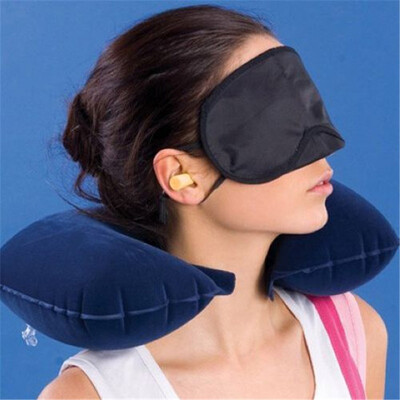 

NicerDicer 3 in1 Travel Set Inflatable Neck Air Cushion Pillow eye mask 2 Ear Plug Comfortable business trip 270245