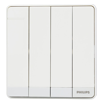 

Philips (PHILIPS) switch socket fly series four open double control large rocker switch with fluorescent indicator white