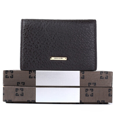 

Pierre cardin модный портативный кожаный держатель визитной карточки / многофункциональный карточный пакет коричневый