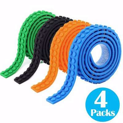 

4 Rolls Building TapeMulticolor Silicone Non-Toxic Safe Tapes with Reusable Self-Adhesive Strips for Toy Building Block