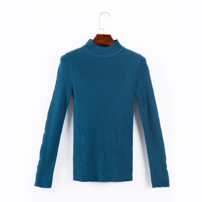 

Canvaus Autumn Winter New Women Half-high Collar Elastic Slim Long-sleeved Pullovers Wool Knitted Sweaters