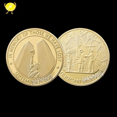 

US 911 World Trade Center Commemorative Coin Anti-Terrorism Challenge Coin Statue Of Liberty Gold-plated Coin Collectibles