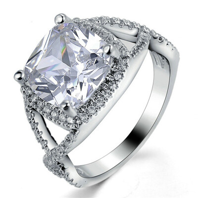 

Sliver Color Luxry Wedding Ring Engagement AAA CZ Crystal Jewelry For Women with Austrian Crystal Accessories R509