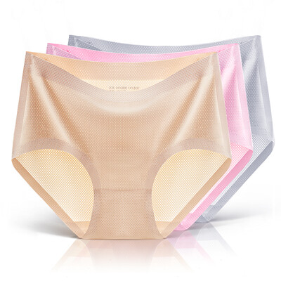 

Dream time 4 strips womens briefs ice silk no trace middle waist one-piece hollow sexy breathable womens underwear 4263 color orange gray black