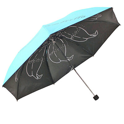 

Paradise Umbrella Sun Protection Index UPF50 Achievements Dreaming Curd Silk Tri-Fold Pencil Umbrella Sunshine Light Blue 31020E