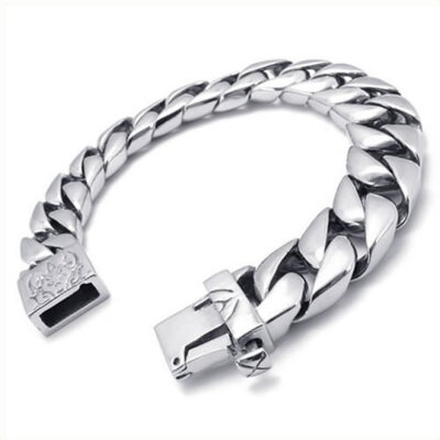 

Hpolw Stainless Steel Men's Heavy Biker Bracelet