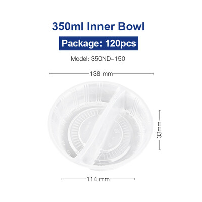 

OTOR 350440590ml Disposable Plastic Inner Bowl Liner Layered Round Tray Take-away Compartment Clear Bowl Liner 120pcs100pcs