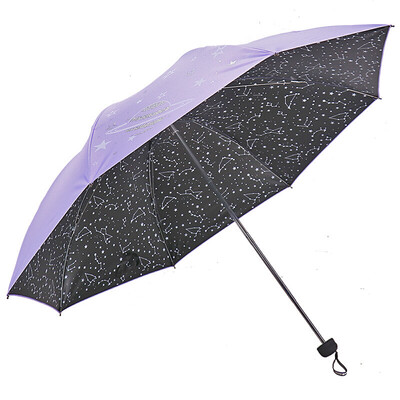 

Paradise umbrella black plastic inside&outside silk printed with stars 30 umbrella umbrella sun umbrella purple 30496ELCJ