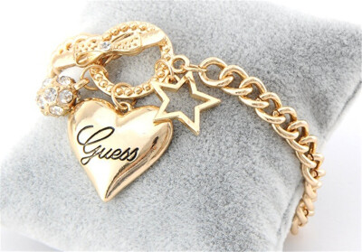 

New Women Fashion Style Rhinestone Love Heart Bangle Hand Chain Bracelets Jewelr