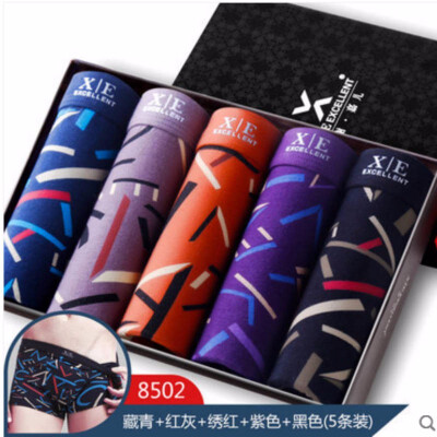 

5 pairs 100 Cotton mens underwear boxer briefs with high quality fabric for moisture absorption&sweat release Xiejiaer