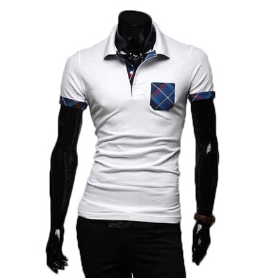 

Zogaa New Mens Polo Shirt Grid Casual Slim