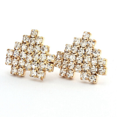 

Elegant Decorate Fashion Silver Golden Shinning Crystal Rhinestone Stud Earring