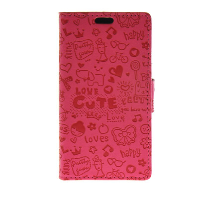 

MOONCASE Cute Little Witch Leather Side Flip Wallet Card Holder Stand Pouch ЧЕХОЛ ДЛЯ LG C50 H340n Leon Hot pink