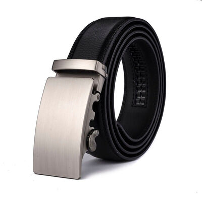 

XHtang Mens Belt Genuine Leather Automatic Buckle belt For Waistband Ratchet Strap Black Leather Belt Designer Belt For Jeans Gift