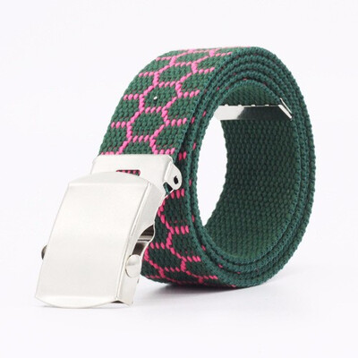 

Male And Female Teenager Fashion And Leisure Scrolling Buckle Stripe Canvas Belt