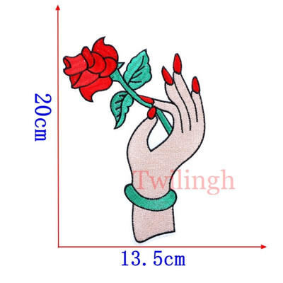 

1 pcslot Brand Embroidered Patches Big Red Rose Sequin Patch Iron On Fabric Badge Sew On Clothes Appliques DIY Wedding Stickers