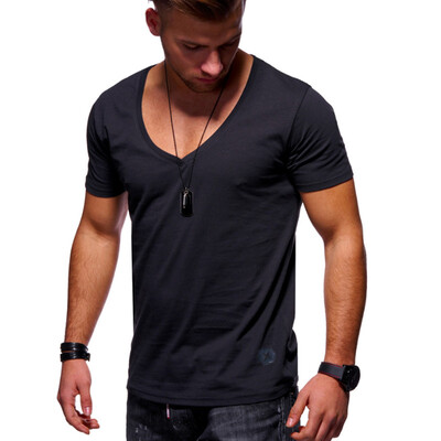 

Summer Mens Short Sleeve V-neck Fitness Sport T Shirt