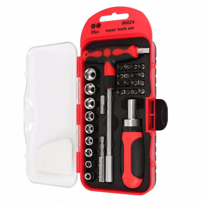 

29pcs Multi-functional Ratchet Screwdriver Handle Socket Bits Emergency Repair Tool