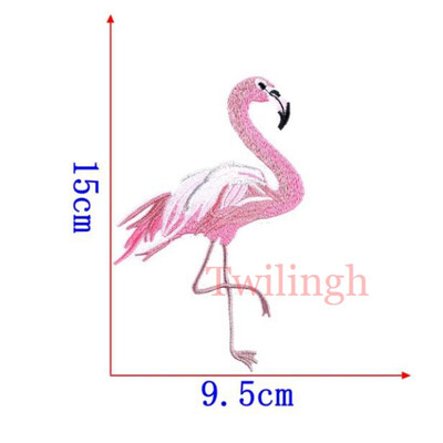 

1 pcslot Brand Embroidered Patches Pink Bird Flamingo Sequin Patches Iron On Fabric Badge Sew On Clothes Appliques DIY Stickers