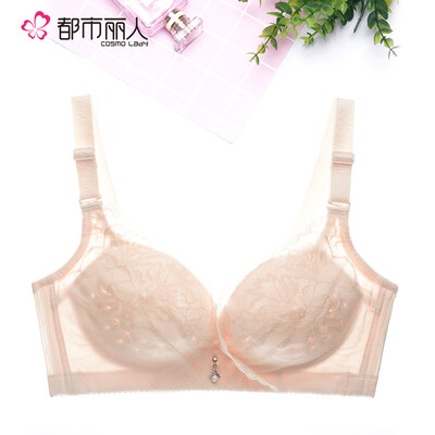 

Urban beauty no steel ring bra thin section large size sexy lace comfortable breathable hole cup ladies underwear gathered bra 2B7202 black 3680C cup