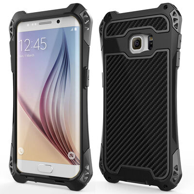

R-JUST Aluminum Metal Carbon Fiber Bumper Cover Case For Samsung Galaxy S6 Edge Plus