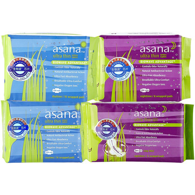

Asana Asana ultra-thin cotton soft instantaneous combination pack 4 packs daily 26 night with 8 360 enhanced night 5 Canada imported