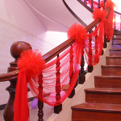 

Dream Bridge Wedding Room Arrangement Wedding Supplies Lahua New House Stair Handrail Arch Yarn Flower Ball Decoration Classic Red Set