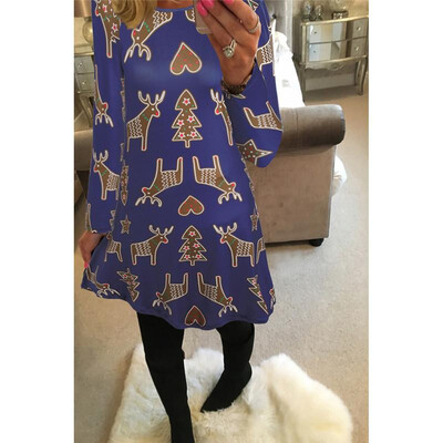 

Ruiyige 2018 spring Fashion Women Christmas Clothing Elegant Long Sleeve O-Neck Tunic Stretch Mini Dress Santa Festival Vestidos