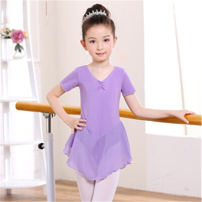 

Hot Sale Kids Dance Leotards Dress Ballet Gymnastics Dresses Girls Chiffon Lycra Cotton Ballet Dance Wear With Skirt