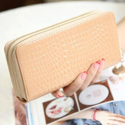 

2018 High Quality Black Purse Women Leather Purses Wallets Luxury Brand Wallet Double Zipper Day Clutch Coin Card Bag LB203