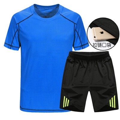

Sports suit men&39s summer short sleeve fitness suit men&39s sports T-shirt fitness suit breathable quick dry men&39s running suit