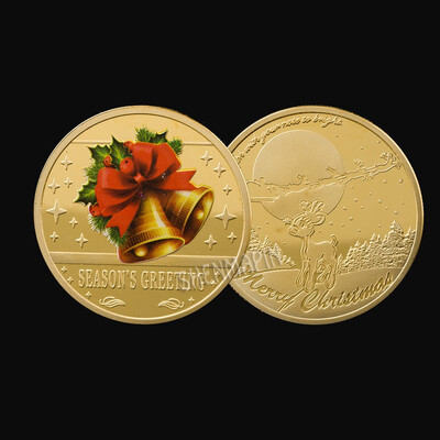 

Gold&silver Santa Claus commemorative COINS Christmas dumbbells COINS exquisite party gifts