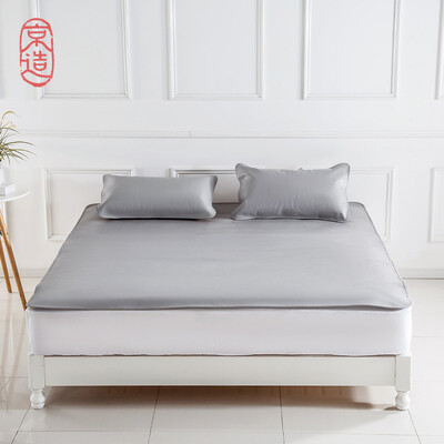 

Beijing made the first layer buffalo leather three-piece folding leather air conditioning soft leather mat with leather pillowcase 18 m bed Iceland gray