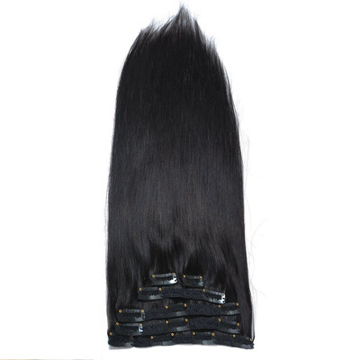 

BHF Hair 8A Grade Peruvian Hair Clip In Hair Extensions Silky Straight Human Hair Weave 18" 6PieceLot 70G 1B 2