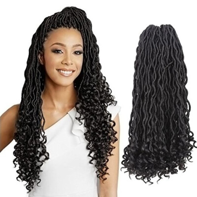 

6PacksLot Wavy Goddess Faux Locs Crochet Synthetic Braiding Hair 18 inch Soft Curly Fauxlocs Havana Mambo Twist Kanekalon Hair