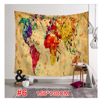 

World Map Pattern Tapestry Wall Hanging Gobelin Sandy Beach Picnic Yoga Mat for Comfortable Home Decor Artting