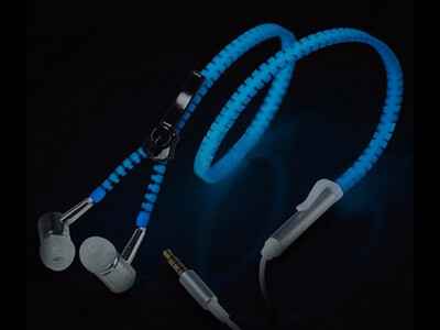 

Colorful Luminescent Metal Zipper Headset With Microphone In-Ear Headset 35mm For Mobile Phone MP3 MP4 Music Players