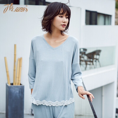 

Top melon melon pajamas womens solid color lace casual casual home service set t21088 light blue 165