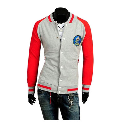 

Zogaa Mens Hoodie Color Matching Stand Collar Baseball