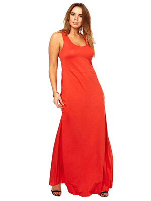 

Plus Size Solid Maxi Tank Dress