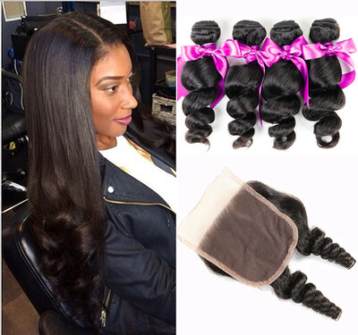 

Dream Like Malaysian Loose Wave Virgin Hair 4 Bundles with Closure 100 Unprocessed Hair