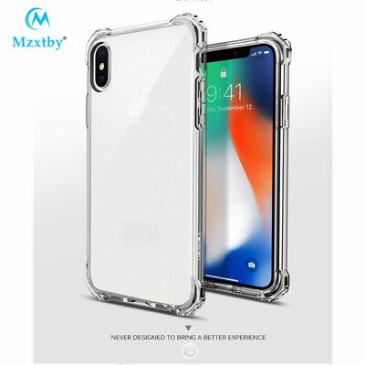 

Mzxtby Transparent Shockproof Case For iPhone X 7 8 plus Anti Knock Soft Silicone Clean TPU Cover Airbag Design Full protection