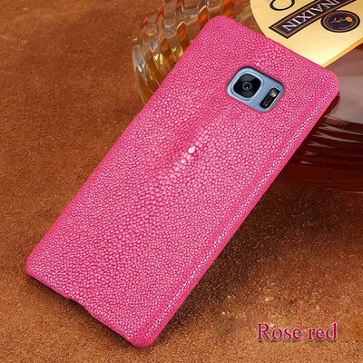 

Genuine Leather Phone Case For Samsung S7 Case Natural Pearl Fish Skin Back Cover For S8 S8 Plus Case