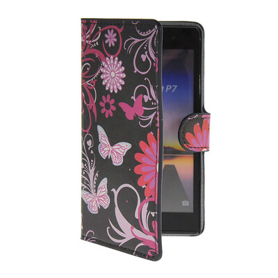 

MOONCASE Butterfly style Leather Side Flip Wallet Card Slot Stand Pouch чехол для Huawei Ascend P7