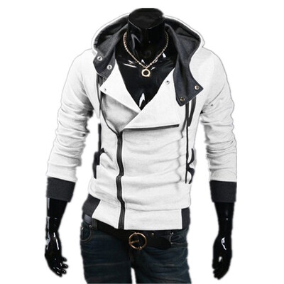 

Zogaa New Korean Mens Hoodie Slim Oblique Zipper