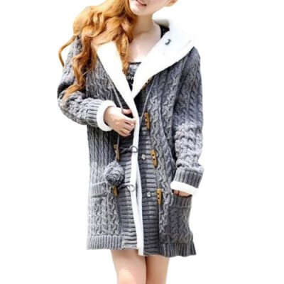 

CT&HF Women Winter Casual Cardigan Hooded Sweater Coat