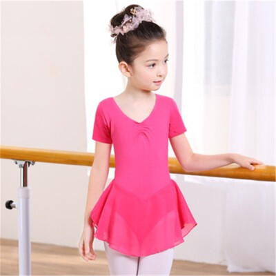 

Hot Sale Kids Dance Leotards Dress Ballet Gymnastics Dresses Girls Chiffon Lycra Cotton Ballet Dance Wear With Skirt