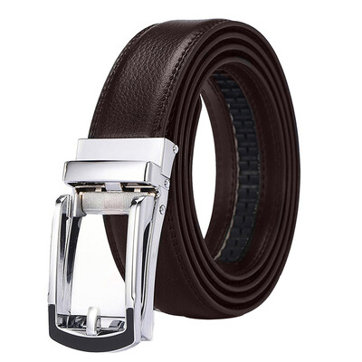

XHtang Mens Belt Genuine Leather Automatic Buckle belt For Waistband Ratchet Strap Black Leather Belt Designer Belt For Jeans Gift
